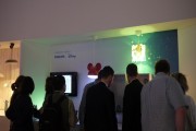A group of visitors admire Philips' Disney lighting collection. 